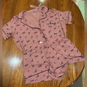 New with Tags Victoria’s Secret Soft Modal Leopard Logo Short Pajama Set Medium